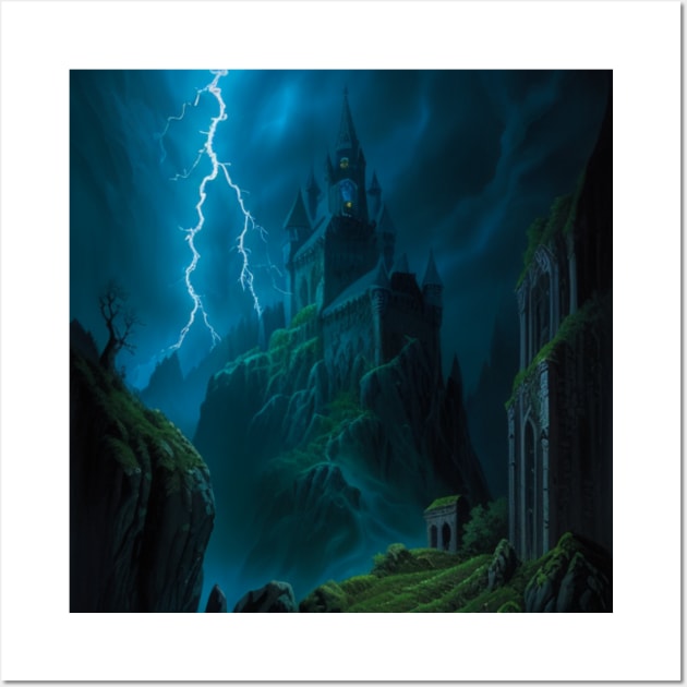 Curse of Strahd Scene - Lightning Strike on Castle Ravenloft Wall Art by CursedContent